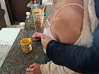 Curvy Kitchen Slave Bent Over for Doggystyle Pussy Lick and Cum