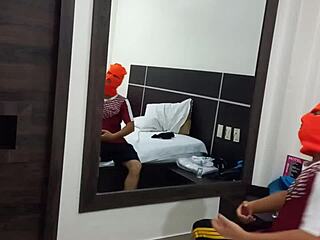 hot latina rides daddy's cock sensually moaning in hotel!