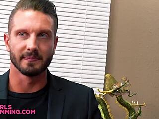 gorgeous petite teen hazel moore rims quinton james at work