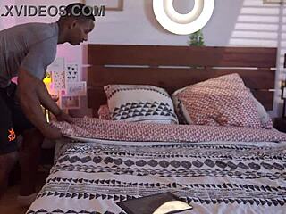 andy tells his friend how kourtney love's oiled big tits lead to interracial fun