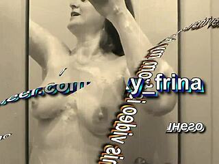 frina's wet shower tempts doorway voyeur's phone lens