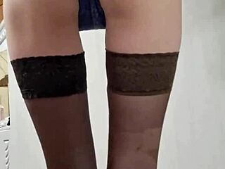 curvy teen elza kom dominates slave with footjob and strapon play