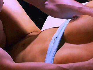 horny latina roommate seduces shy apartment boyfriend on living room sofa