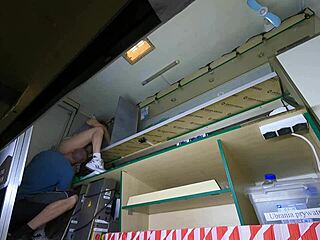 SEXY HOSTESS IN MINISKIRT LETS ME LICK HER WET SHAVED PUSSY!