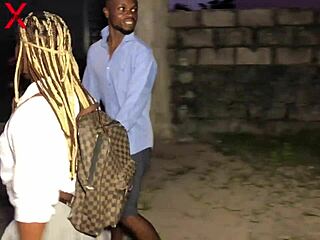 Ghana street boy bends schoolgirl over for rough dick