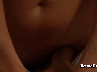 BUSTY LESBIAN SLAVE MASSAGES MADAME'S PUSSY IN SILK PANTIES!