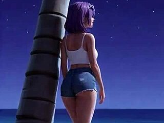 towa's sun-soaked beach curves tease into naughty sensual hentai reveal