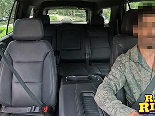 College Brunettes Use Anal Beads During Lesbian Uber Sex Ride