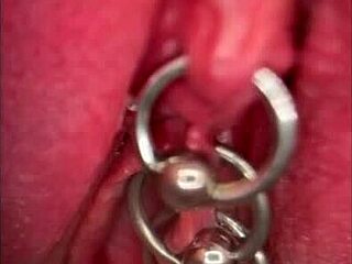 Close-Up Pissing Pussy and Pierced Clit View