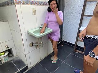 skinny babe cleans bathroom milks huge cock with tight wet pussy cowgirl