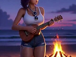 towa's sun-soaked beach curves tease into naughty sensual hentai reveal