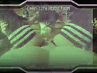 Shemale Locked in Chastity Cage Submissively