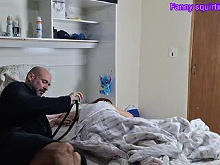 Sheer pantyhose tempts him into mistaken passion