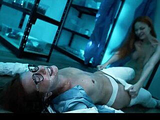 mad scientist possessed by lesbian frankenstein monster's squirting pussy eating domination