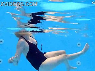 Finnish pornstar Mimi Cica strips naked underwater casually