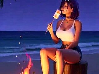 towa's sun-soaked beach curves tease into naughty sensual hentai reveal
