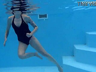 Finnish pornstar Mimi Cica strips naked underwater casually