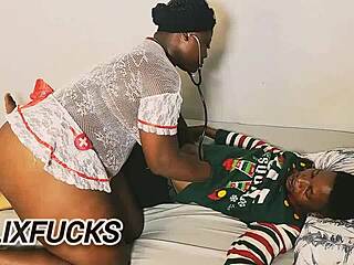 bbw slutty nurse deepthroats big black cock before juicy pussy pounding