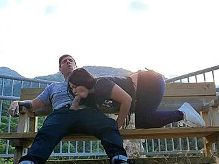 Wow sucking stranger cock hard in mountains!