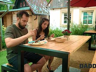 Stepdaddy delivers rough outdoor fuck to boyfriend's girlfriend