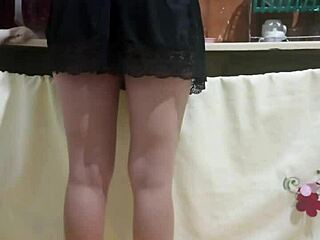 Hot maid's tight shorts spark kitchen slave fun