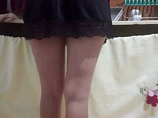 Hot maid's tight shorts spark kitchen slave fun