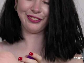 Blue-Eyed German Babe Fingers Shaved Pussy Orgasm