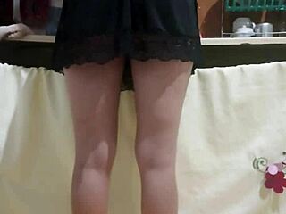 Hot maid's tight shorts spark kitchen slave fun