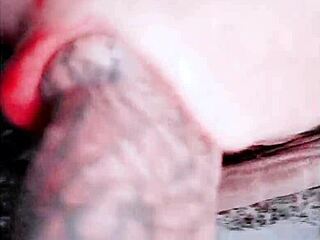 Beautiful Tattooed Cutie Masters Intense Self-Sucking Autofellatio