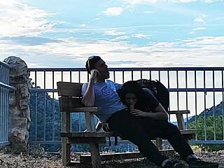 Wow sucking stranger cock hard in mountains!