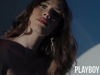 Perfect petite playboy model keep chambers strips teasing body