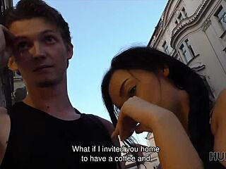 Skinny erica black picks up cash turning slut outdoors