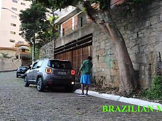 valet pulls boss for raw street fuck in sheer red