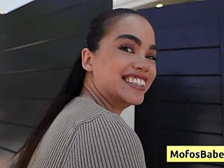 Sexy brunette angelina moon pays gardener with sloppy blowjob and wet pussy ride