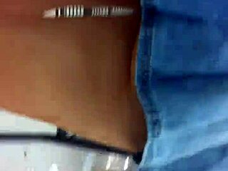 Babe In Overalls Skirt Upskirt Tease Shop Public Outdoor