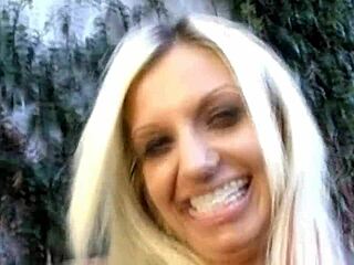 busted blonde with huge pierced nipples caught horny and ready