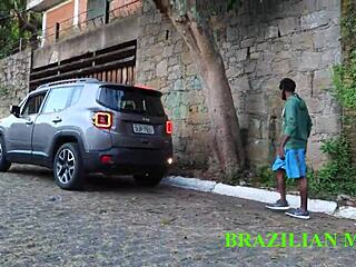 valet pulls boss for raw street fuck in sheer red