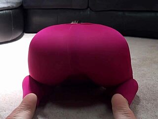 flexible latina milf stretches in see-through leggings