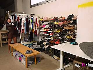 moli myers bangs hunks in her shop backroom