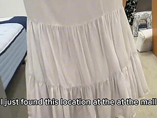 Upskirt mall slut's tight pussy humiliated and fucked