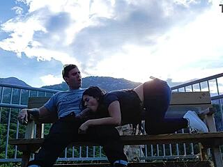 Wow sucking stranger cock hard in mountains!