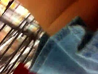 Babe In Overalls Skirt Upskirt Tease Shop Public Outdoor