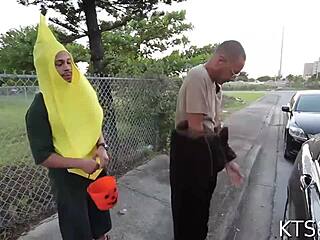 mysterious trans babe takes huge cock deep in gaping ass