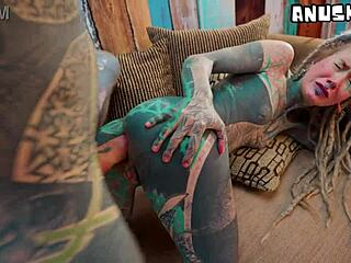 Dreadlocked goth in heels takes rough bwc anal to gaping facial finish