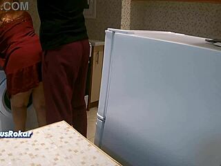 Chubby latina milf in kitchen denies sex but takes cumshot on huge ass