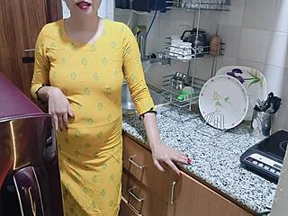horny indian milf kitchen fuck closeup doggystyle pounding
