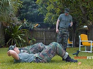 horny teens ride in military boot fetish bikini group