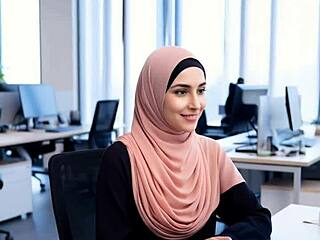 Petite Arab Office Teen Deepthroats Fucks Wet Pussy for Cash