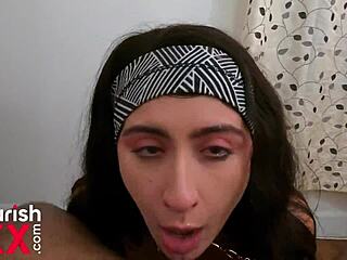 19yo Angeline Red Chains Up For Bbc Doggystyle And Monster Cock Striptease