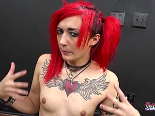 Inked redhead coed jackie deepthroats big boner & swallows cumshot 😍💦